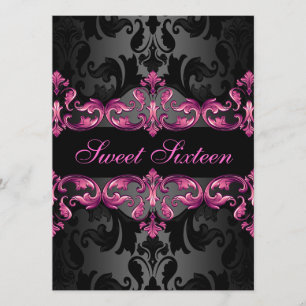 Invitación de cumpleaños Sweet16 Princesa Rosa Dam