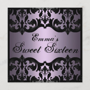 Invitación de cumpleaños Sweet16 púrpura elegante 