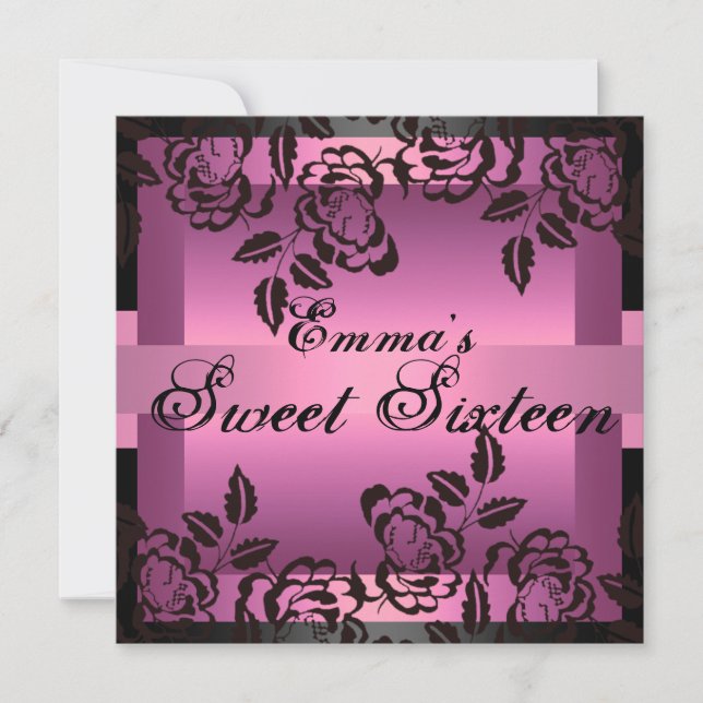 Invitación de cumpleaños Sweet16 rosa elegante ros (Anverso)