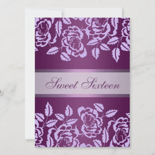 Invitación de cumpleaños Sweet16 Rosa Púrpura