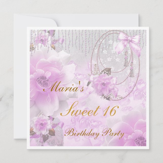 Invitación de cumpleaños Sweet 16 (Anverso)