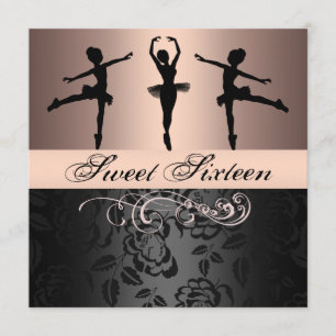 Invitación de cumpleaños Sweet 16 Bailarina Rosa/N