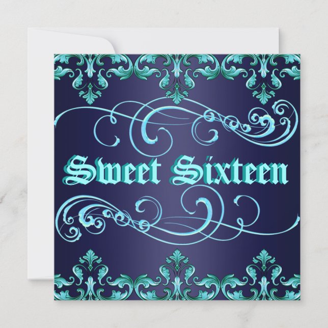 Invitación de cumpleaños Sweet 16 con estampado de (Anverso)
