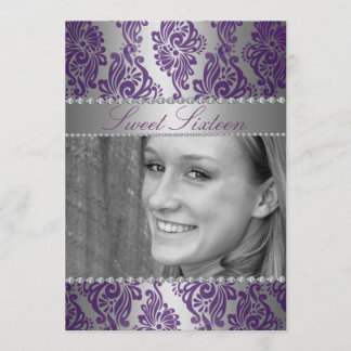 Invitación de cumpleaños Sweet 16 con estampado fl