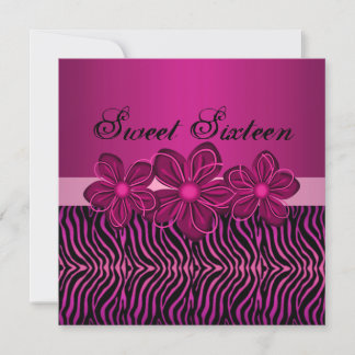Invitación de cumpleaños Sweet 16 con flor rosa