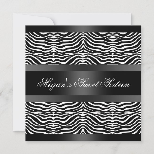 Invitación de cumpleaños Sweet 16 con rayas de ceb (Anverso)