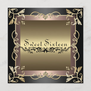 Invitación de cumpleaños Sweet 16 con remolino neg