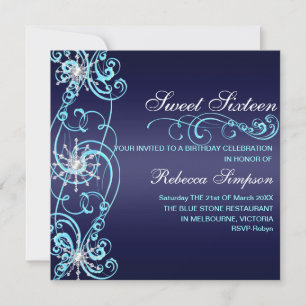 Invitación de cumpleaños Sweet 16 copo de nieve az