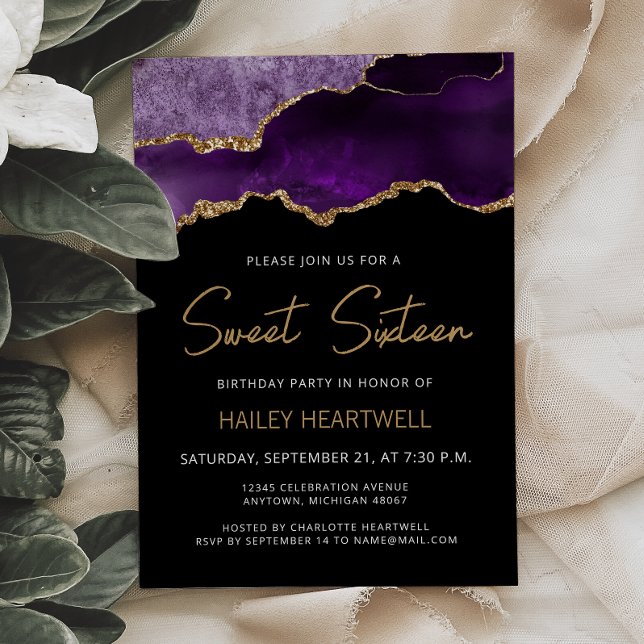 Invitación de cumpleaños Sweet 16 de Ágata Dorada  (Subido por el creador)