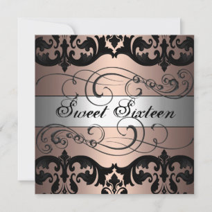 Invitación de cumpleaños Sweet 16 de melocotón/dam