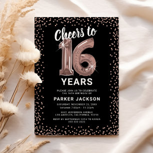 Invitación de cumpleaños Sweet 16 de Rose Gold
