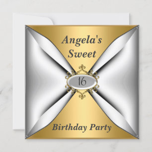 Invitación de cumpleaños Sweet 16 dorado