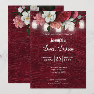 Invitación de cumpleaños Sweet 16 Luces Rústicas F
