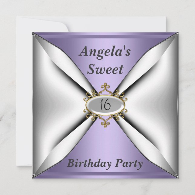 Invitación de cumpleaños Sweet 16 Mauve (Anverso)