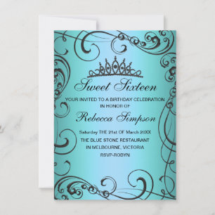 Invitación de cumpleaños Sweet 16 Princesa Azul