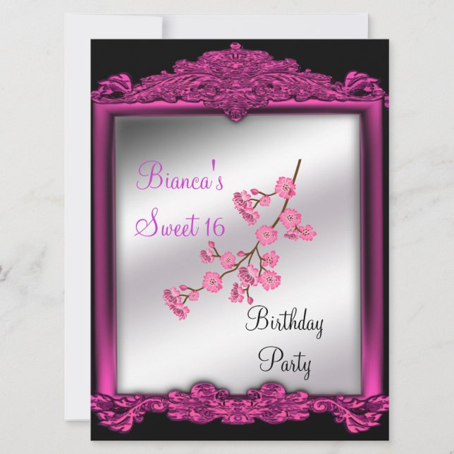 invitación de cumpleaños Sweet 16 rosa (Anverso)