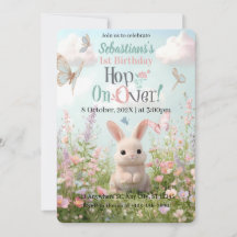 Invitación de cumpleaños Sweet Bunny Meadow – Capr