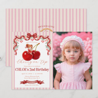 Invitación de cumpleaños Sweet Cherry on Top niña