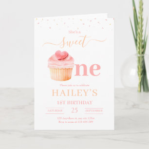 Invitación de cumpleaños Sweet One, Cupcake de cum
