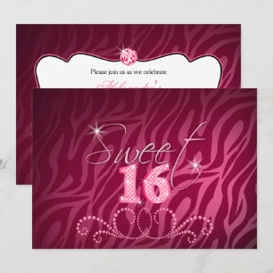 Invitación de cumpleaños Sweet Sixteen con Brillo