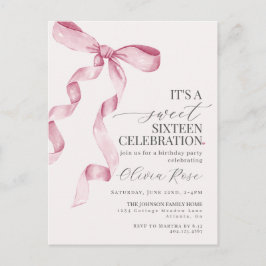 Invitación de Cumpleaños Sweet Sixteen con Lazo Ro