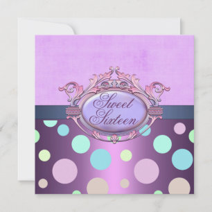 Invitación de cumpleaños Sweet Sixteen con lunares