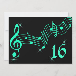Invitación de cumpleaños Sweet Sixteen con notas m