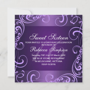 Invitación de cumpleaños Sweet Sixteen con remolin