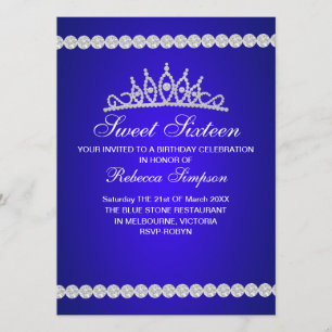 Invitación de cumpleaños Sweet Sixteen con tiara a