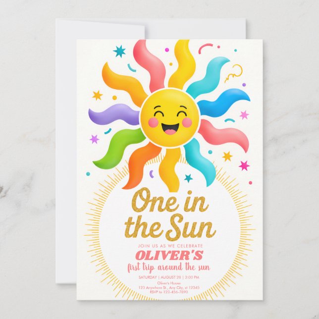 Invitación de cumpleaños Sweet Sunshine (Anverso)