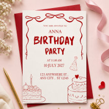 Invitación de Cumpleaños Tarjeta de Fiesta Moderna