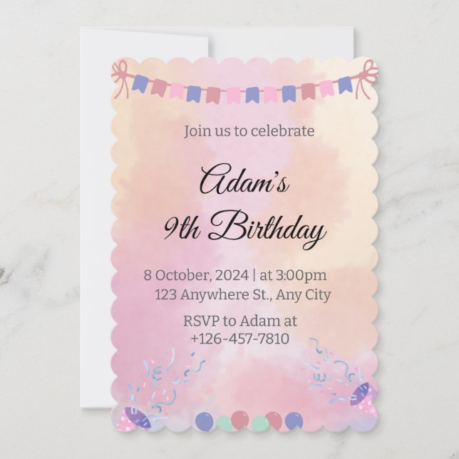 Invitación de cumpleaños - Tarjeta de Fiesta para  (Anverso)
