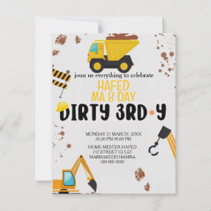 Invitación de cumpleaños tema construcción 3 años