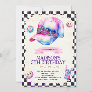 invitación de cumpleaños tema niña sombrero lindo