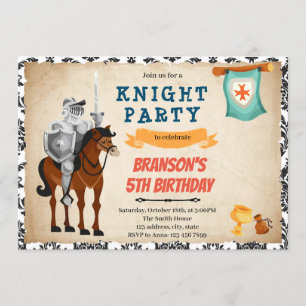 invitación de cumpleaños tema príncipe caballero