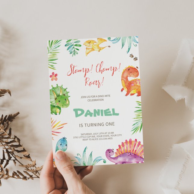 Invitación de cumpleaños temática a Dino "Stomp Ch (Subido por el creador)