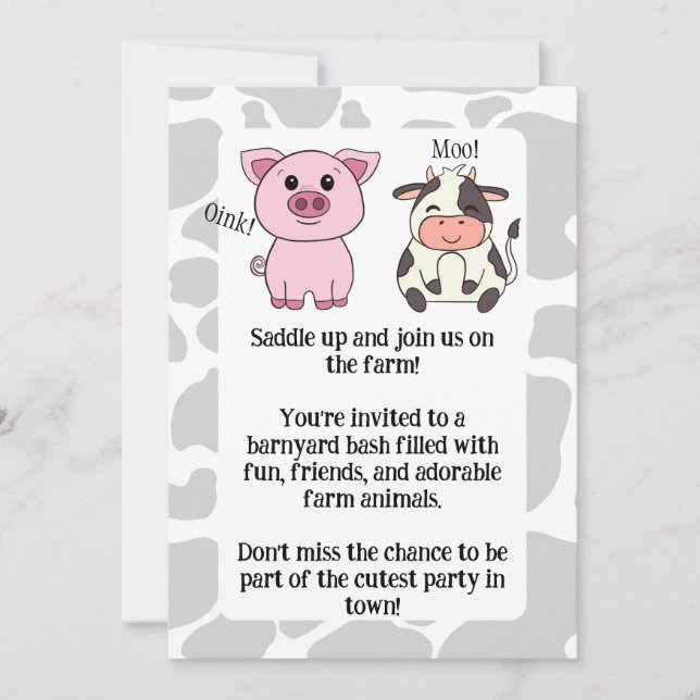 Invitación de cumpleaños temática de animales de g (Anverso)