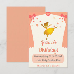 Invitación de cumpleaños temática de Ballerina