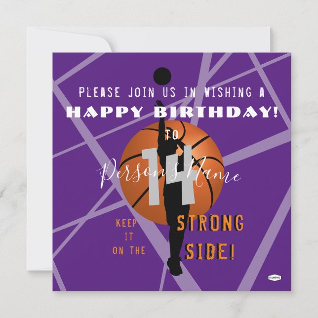 Invitación de cumpleaños temática de baloncesto HA (Anverso)