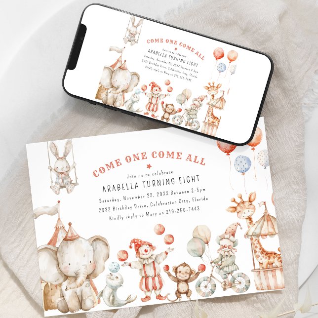 Invitación de cumpleaños temática de circo para ni (Subido por el creador)