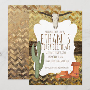 Invitación de cumpleaños temática de Cowboy