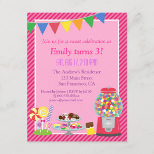 Invitación de cumpleaños temática de dulces colori