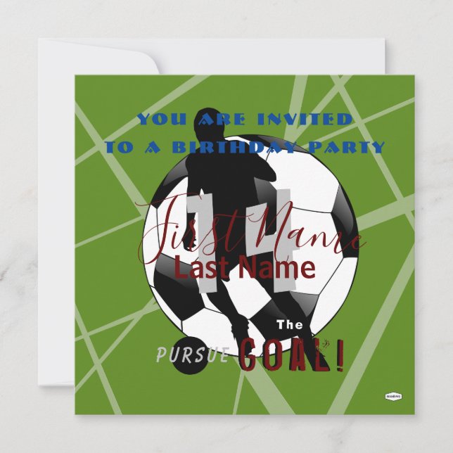 Invitación de cumpleaños temática de fútbol HAMbWG (Anverso)