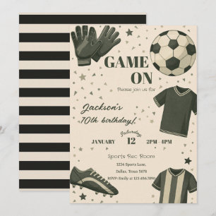 Invitación de cumpleaños temática de fútbol para n