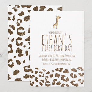Invitación de cumpleaños temática de jirafa minima