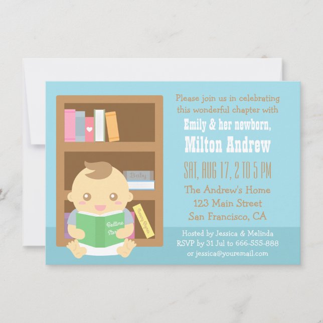 Invitación de Cumpleaños Temática de Libro Adorabl (Anverso)