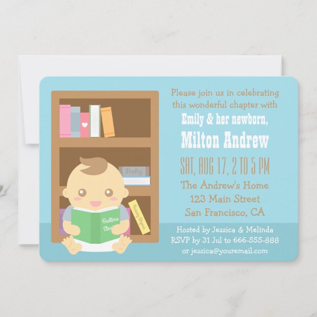 Invitación de Cumpleaños Temática de Libro Adorabl (Anverso)