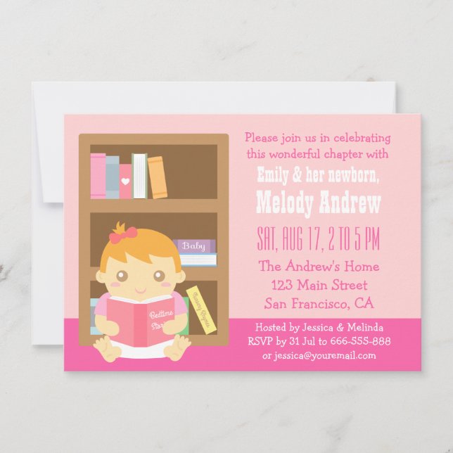 Invitación de Cumpleaños Temática de Libro Adorabl (Anverso)