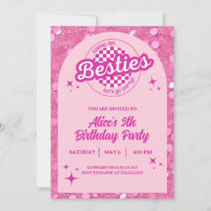 Invitación de cumpleaños temática de muñeca con pu
