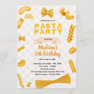 Invitación de cumpleaños temática de pasta macarro